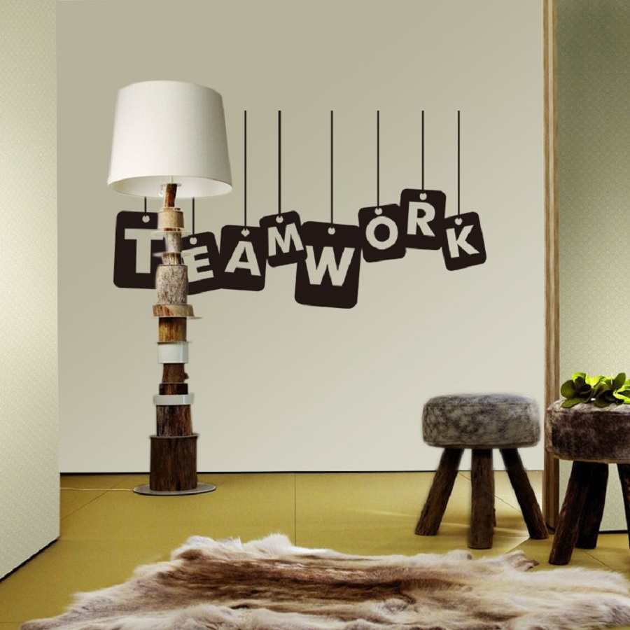 Decal dán tường chữ TEAMWORK kiểu dáng treo tường truyền động lực ý nghĩa