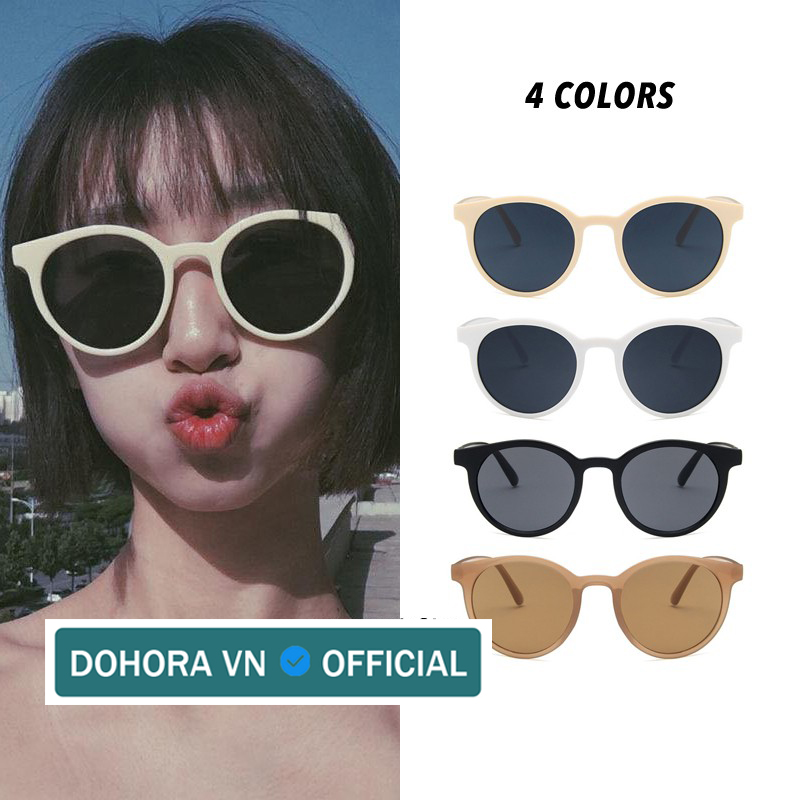Kính mát mắt mèo tròn cao cấp nam nữ DOHORA VN DSMK106 Hàn Quốc cool ngầu sành điệu gọng tròn nhỏ phong cách trắng chống tia uv hot trend giá rẻ cực ngầu - Hàng nhập khẩu