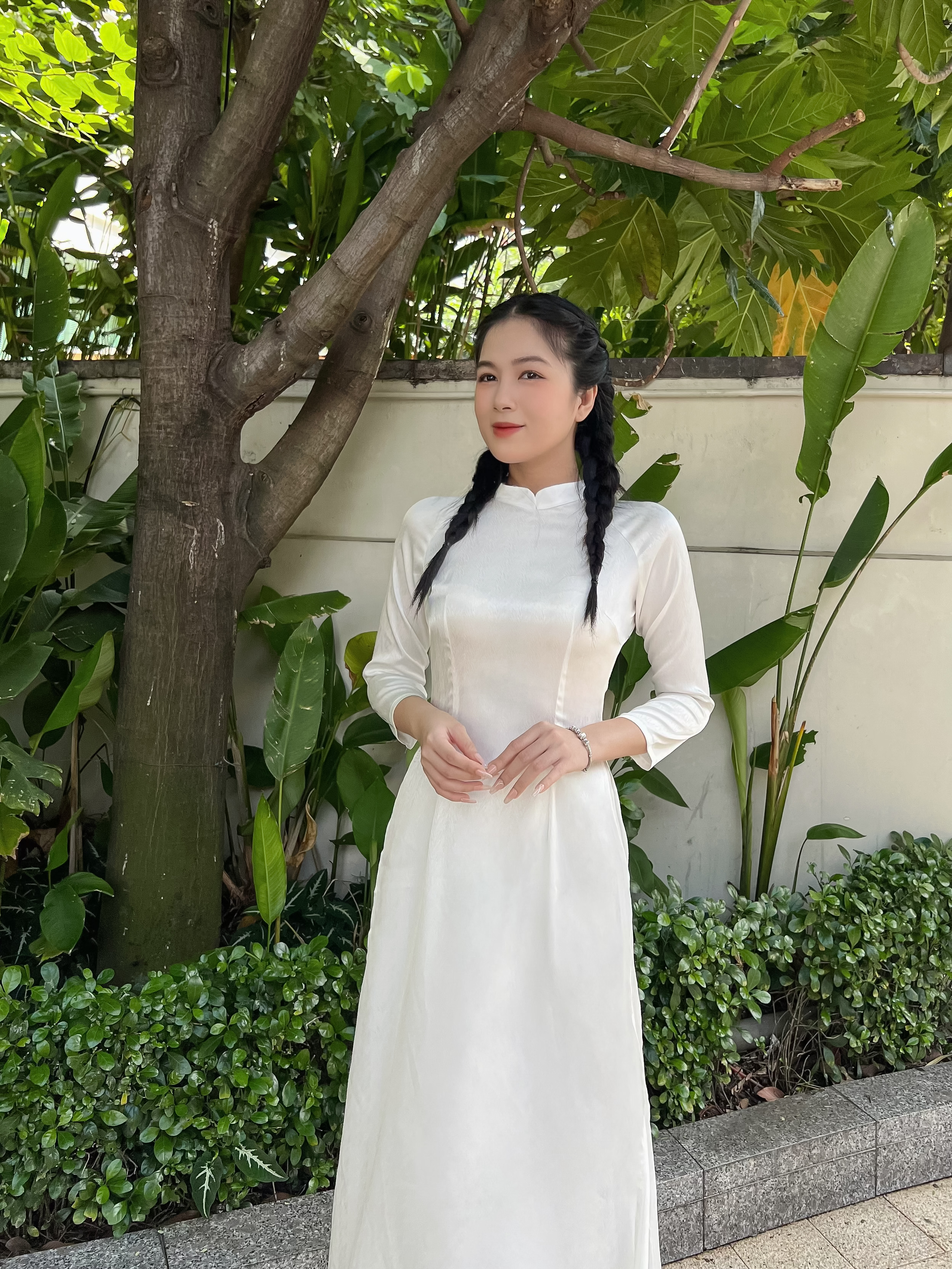 Áo Dài Trắng Lụa Mango Giãn Mạnh Cho Học Sinh - Giải Pháp Thời Trang học Đường Hoàn Hảo - AD01- Lady Fashion