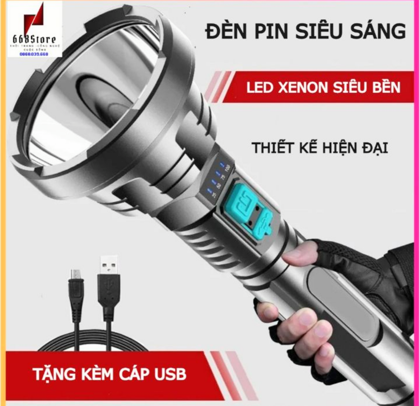 ĐÈN PIN SIÊU SÁNG SIÊU TO SÁNG 2 CHẾ ĐỘ MẪU MỚI HÀNG CAO CẤP