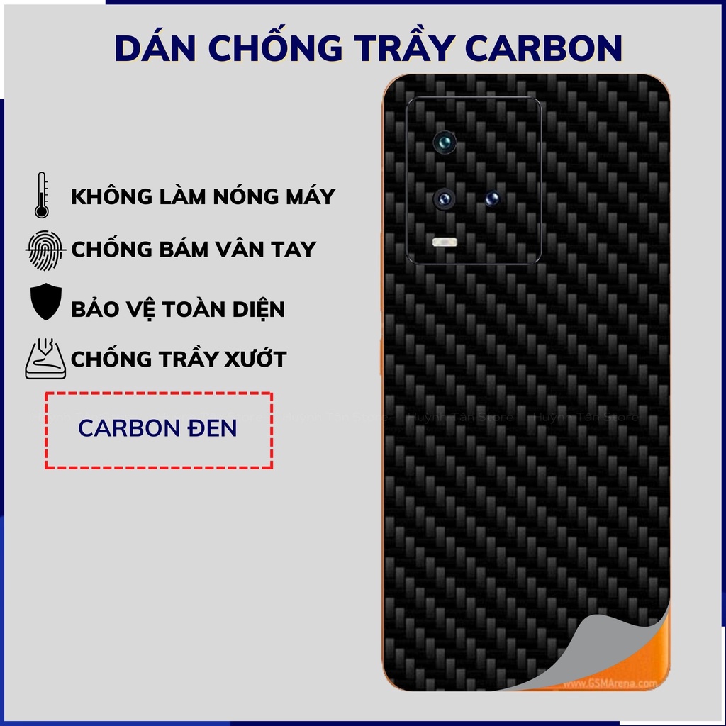 Miếng dán vivo iqoo 10 carbon trong và đen chống trầy xướt chống bám vân tay phụ kiện huỳnh tân store