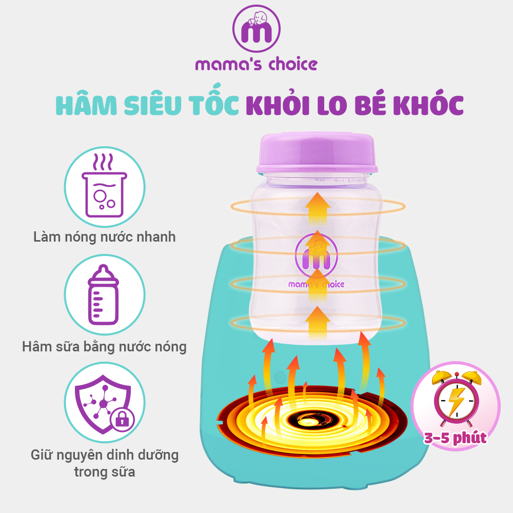 Máy Hâm Sữa Mama’s Choice, Hâm Nóng Sữa Thức Ăn Nhanh và Tiệt Trùng Đồ Dùng Cho Bé, Nhỏ Gọn Dùng Đi Du Lịch, BH 12 Tháng