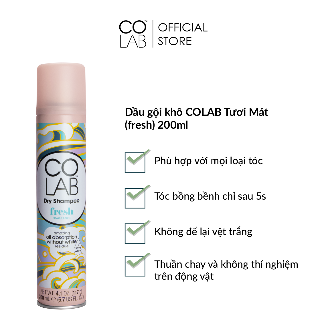 Dầu gội khô COLAB hương Fresh 200ml