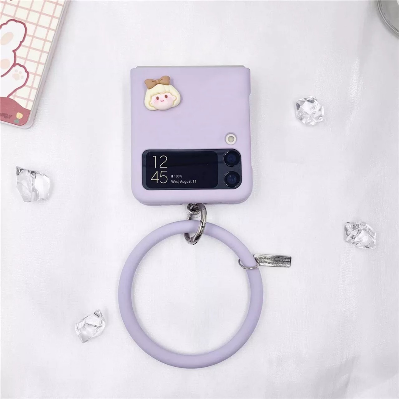 Ốp lưng cho samsung Zflip4 -Zflip5 - Zflip3 -Z flip4 - Z flip3 - Z flip5 - Z flip 4 tím dễ thương