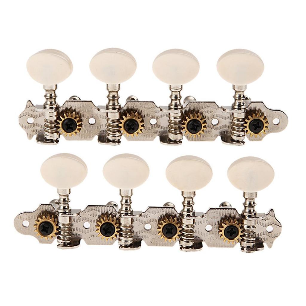 Sunnimix 4L 4R Bạc Đàn Mandolin Chỉnh Âm Máy Đầu Với Ốc Vít Cho 8 Dây Đàn Mandolin