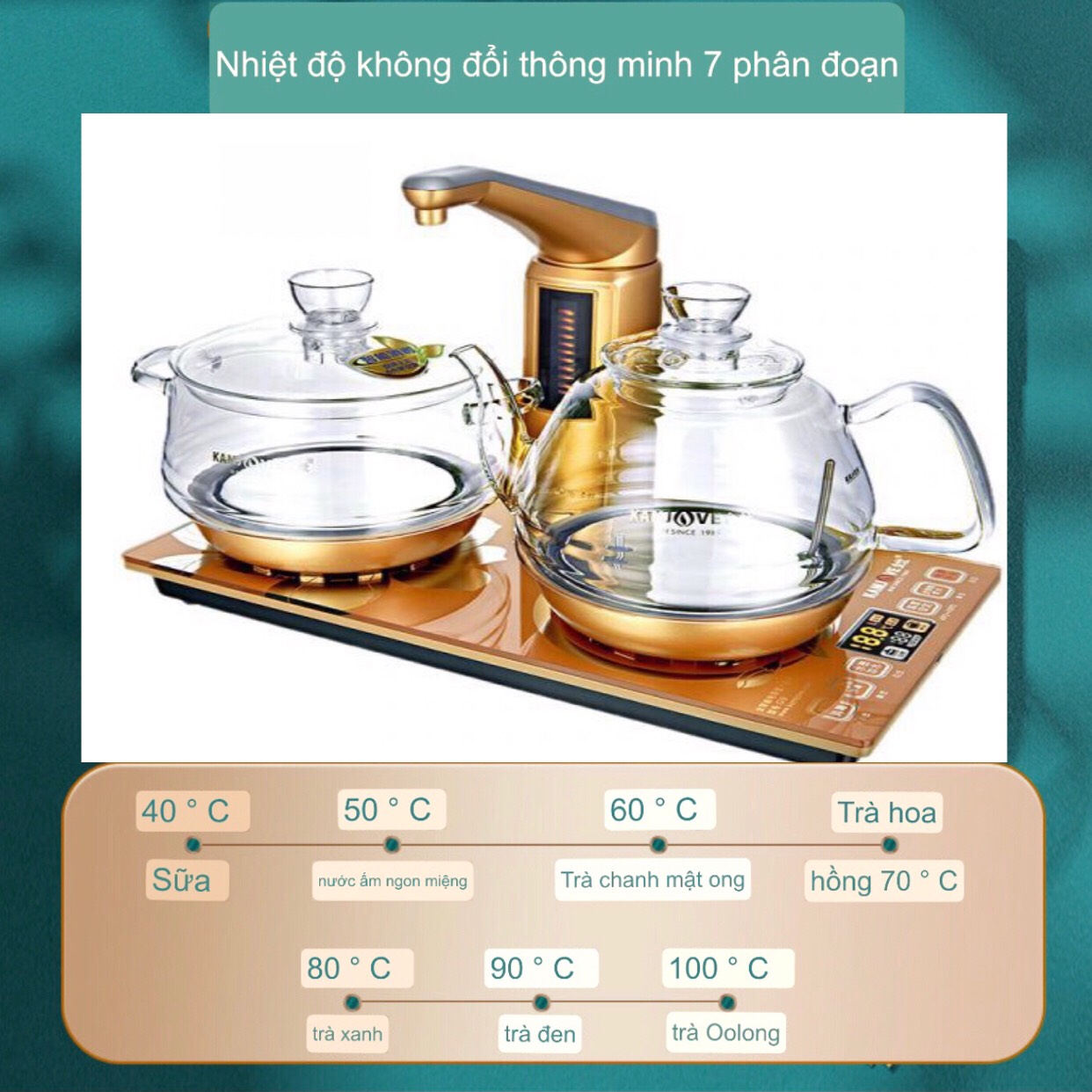 Bếp Điện Trà Thông Minh Tự Động Thuỷ Tinh Chịu Nhiệt ,Ấm Đun Nước Siêu Tốc Đa Năng  -G9 Màu Vàng