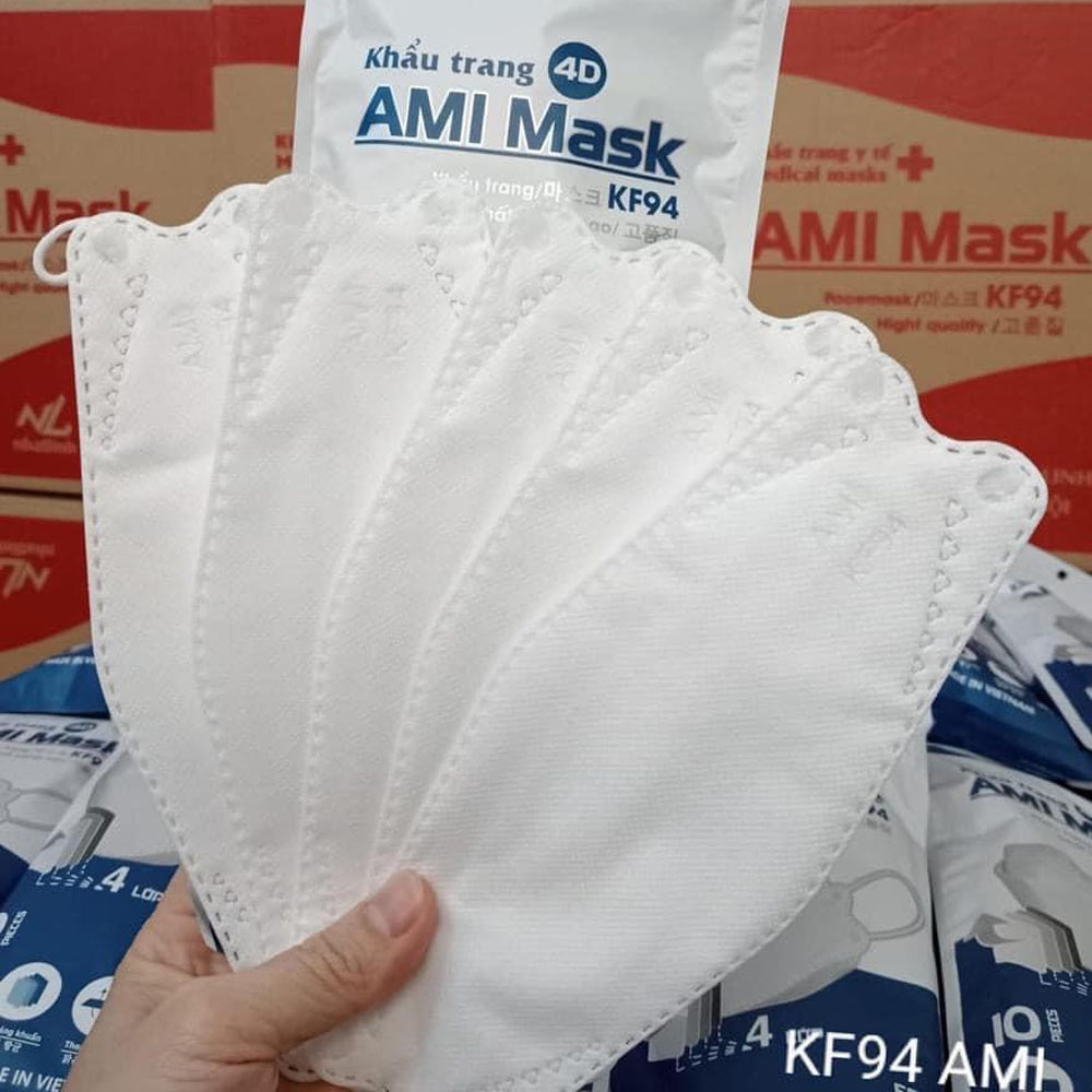 Set 50 khẩu trang 4D Kf94 Gold Mask, AMI, Hoàng Dũng kháng khuẩn lọc bụi mịn cao cấp