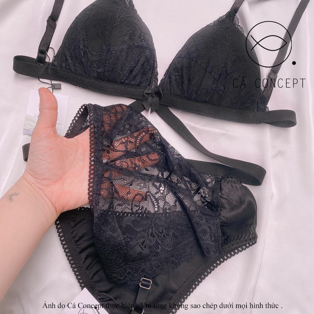 Set Bra đen dây sexy CÁ CONCEPT đồ lót thiết kế bra có mút không gọng đủ size