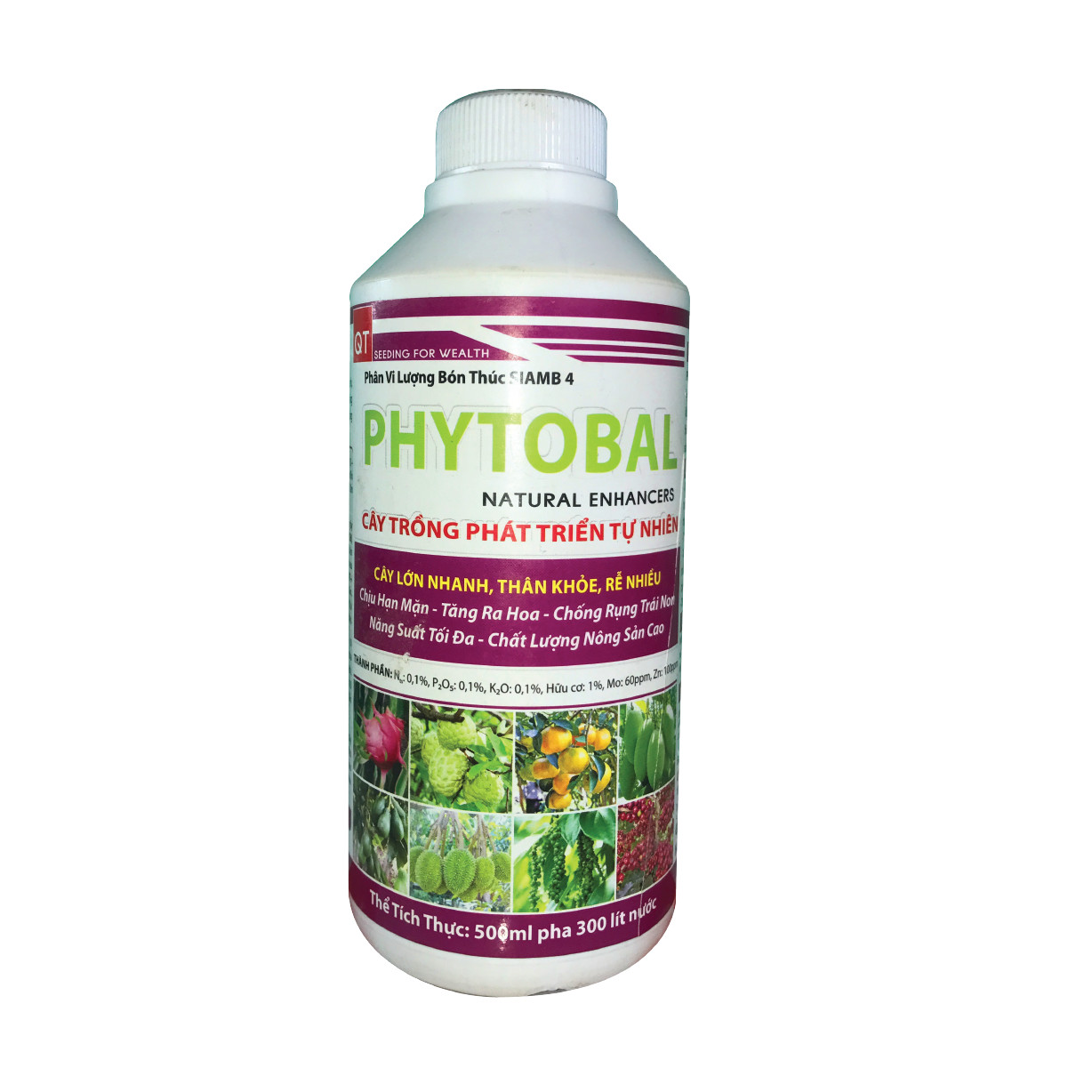 PHÂN BÓN LÁ, ĐIỀU HÒA SINH TRƯỞNG PHYTOBAL: (NPK (0,1:0,1:0,1), Humic 1%, Mo 60, Zn 100) - 500ml