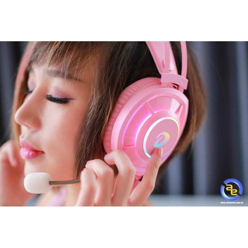 Tai nghe Gaming DAREU EH469 PINK RGB - Hàng Chính Hãng