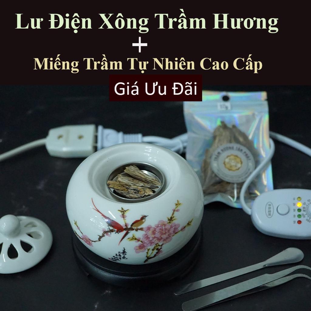 Lư Điện Xông Trầm Hương – Màu Trắng đế liền Cực đẹp – Xông Bột, Miếng Trầm