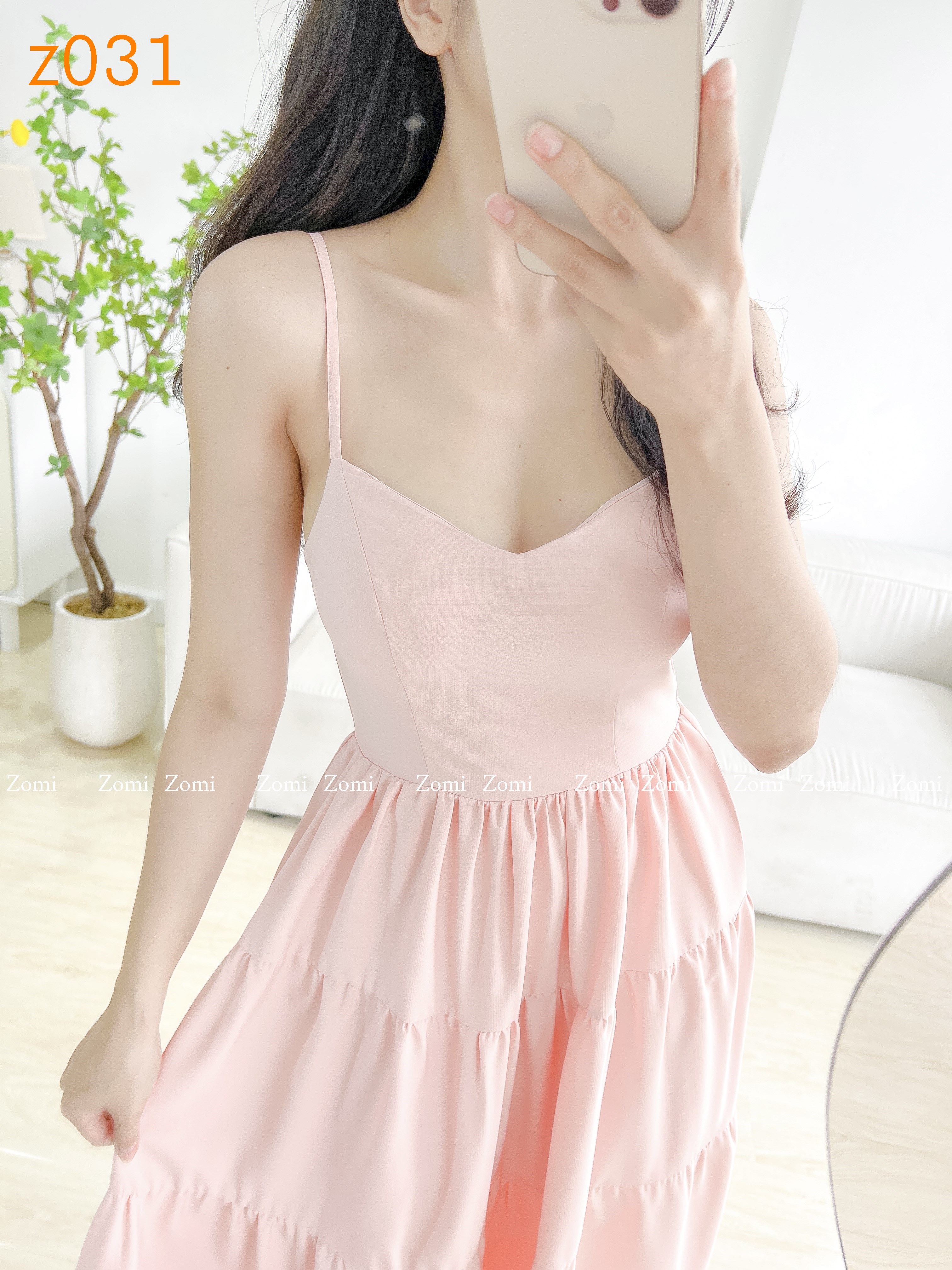 Đầm maxi 2 dây xòe tầng thiết kế Zomi Z031