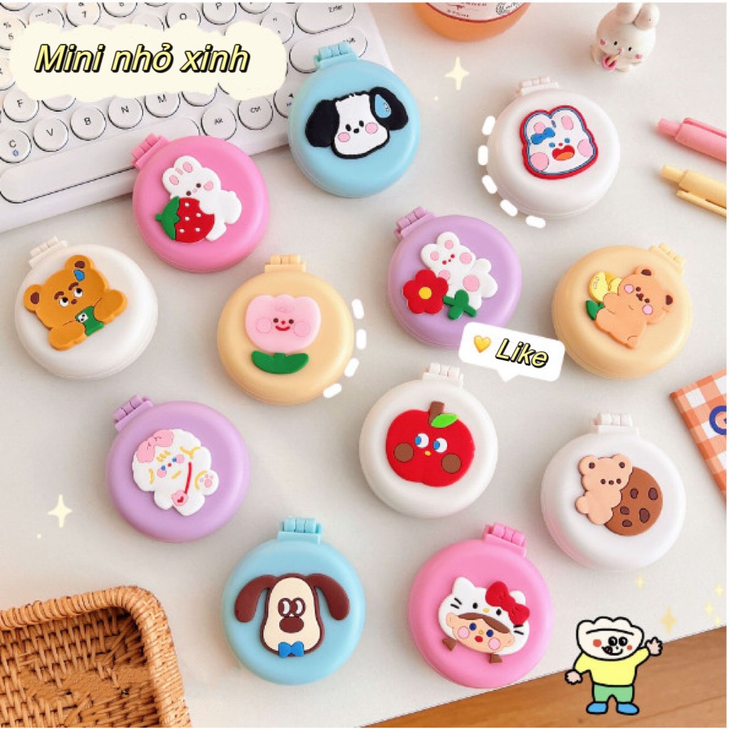 Gương mini kèm lược cầm tay cute trang điểm chải tóc 2 mặt tiện lợi nhiều màu quà tặng dễ thương học sinh nữ giá rẻ