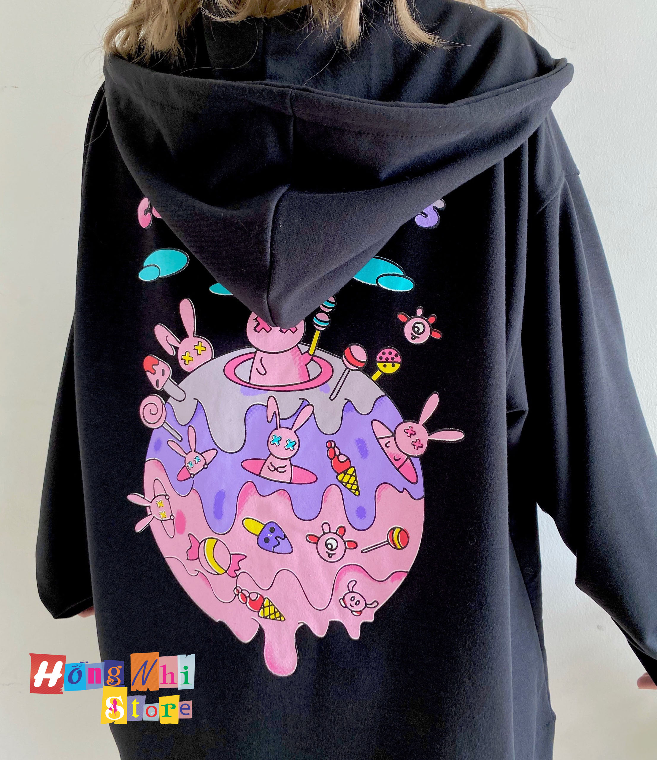 Áo Khoác Hoodie Zip In Hình CANDY LAND Oversize Ulzzang Unisex Dáng Rộng - MM