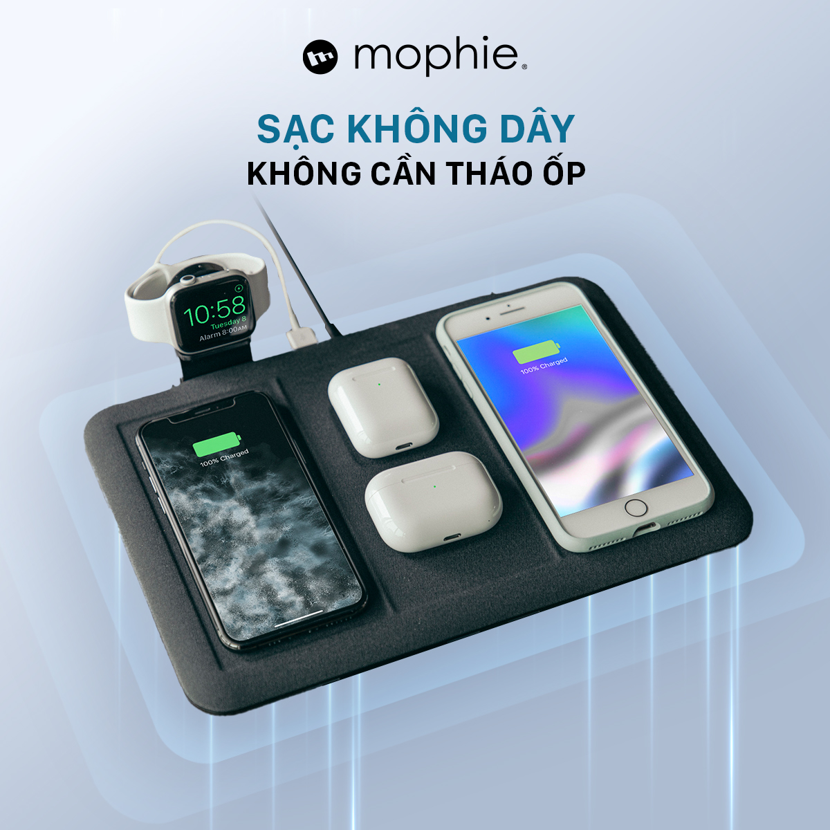 Đế sạc không dây Mophie 4in1 - Hàng chính hãng