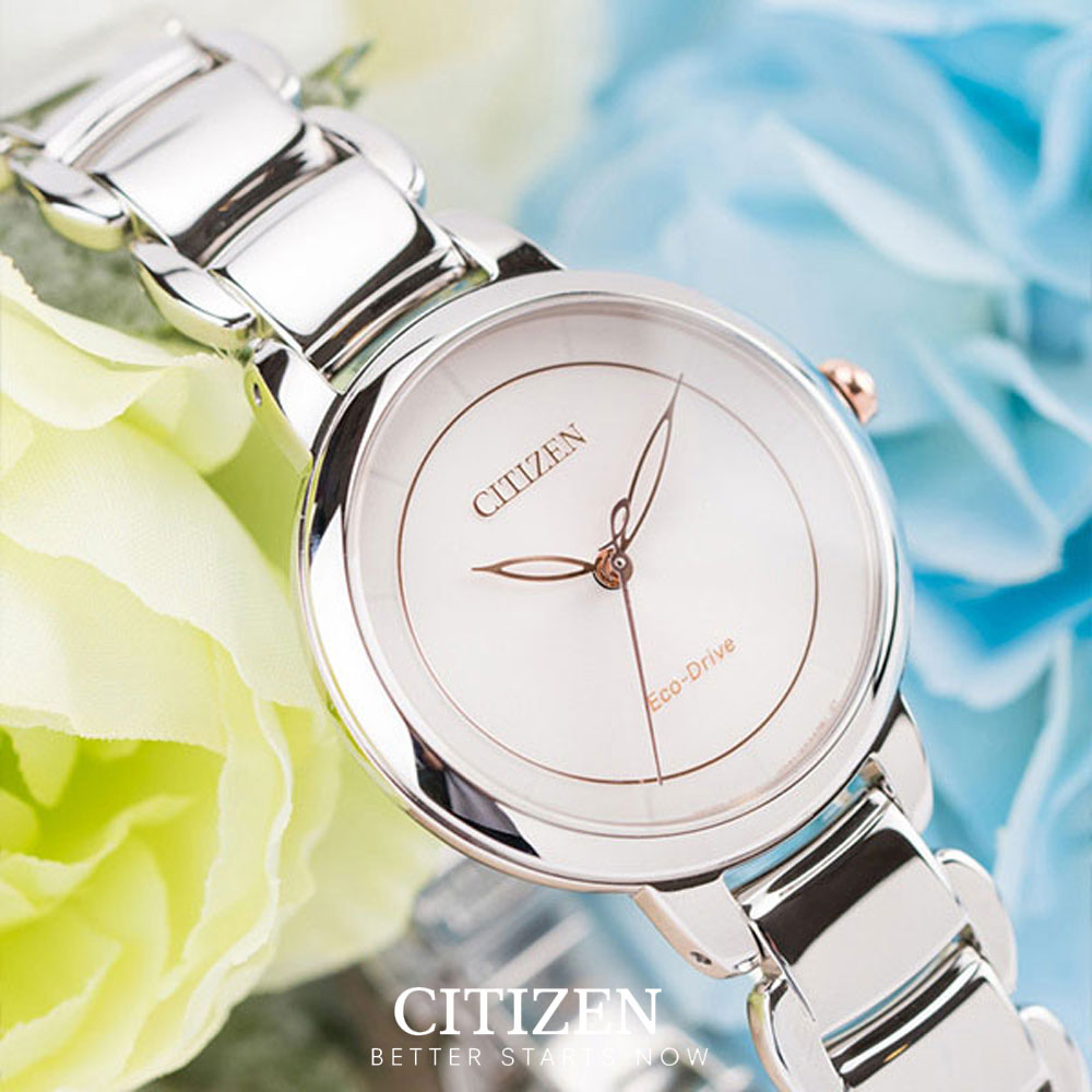Đồng Hồ Nữ Citizen Dây Thép Không Gỉ EM0676-85X - Mặt Vàng Hồng