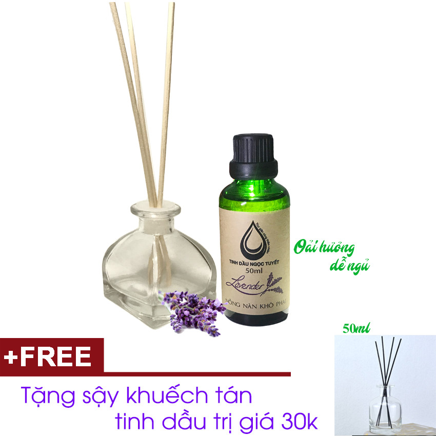 Combo tinh dầu oải hương 50ml CỘNG lọ sậy khuếch tán Ngọc Tuyết TẶNG sậy khuếch tán tinh dầu