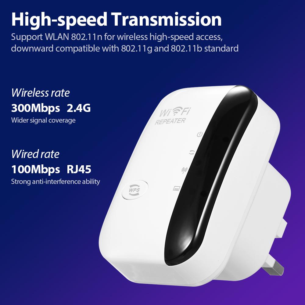 300M WiFi Signal Amplifier Wireless WiFi Repeater WiFi Range Extender with 2 Internal Antennas