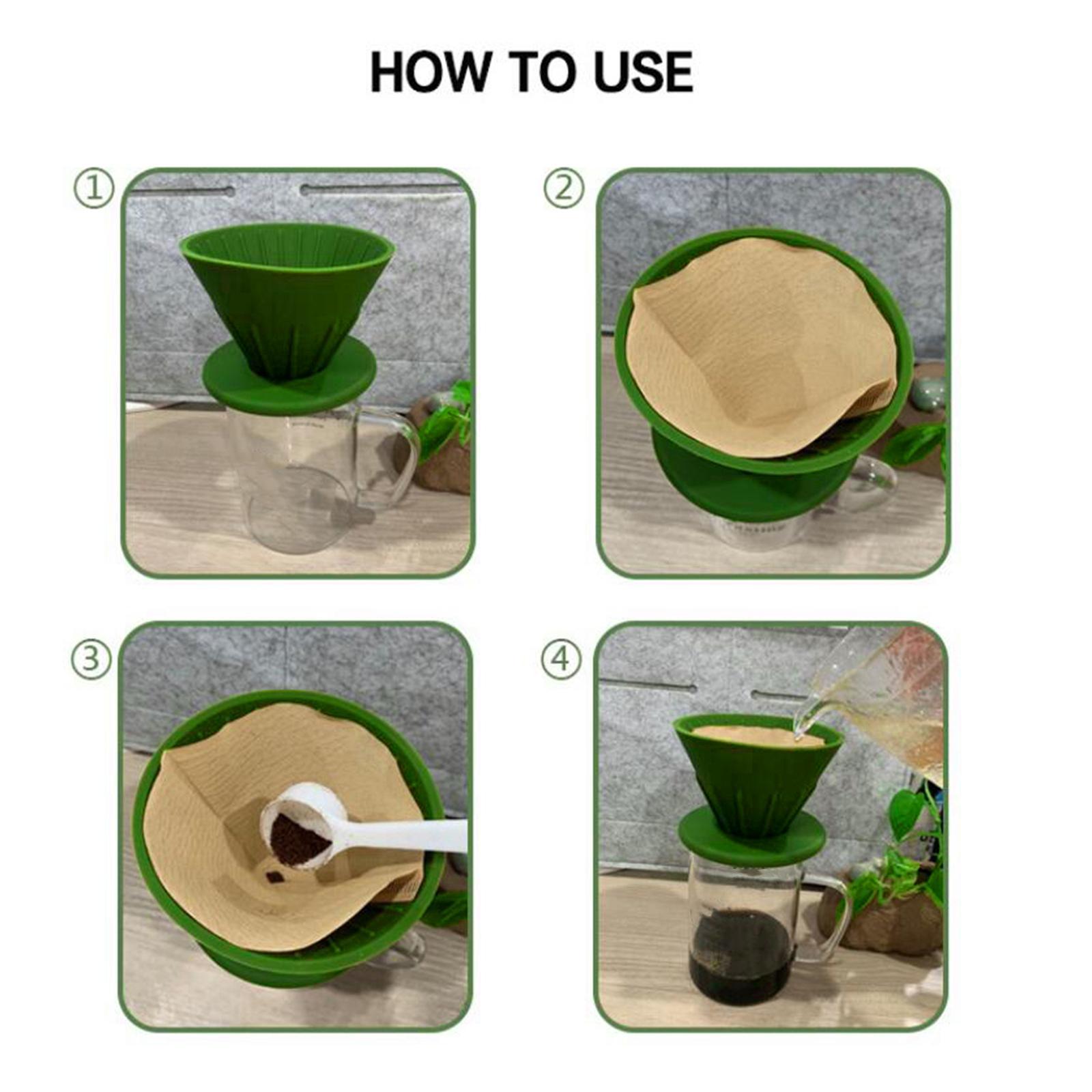 2 Pieces Foldable Silicone Coffee Dripper Coffee Filter Cup for Home Office