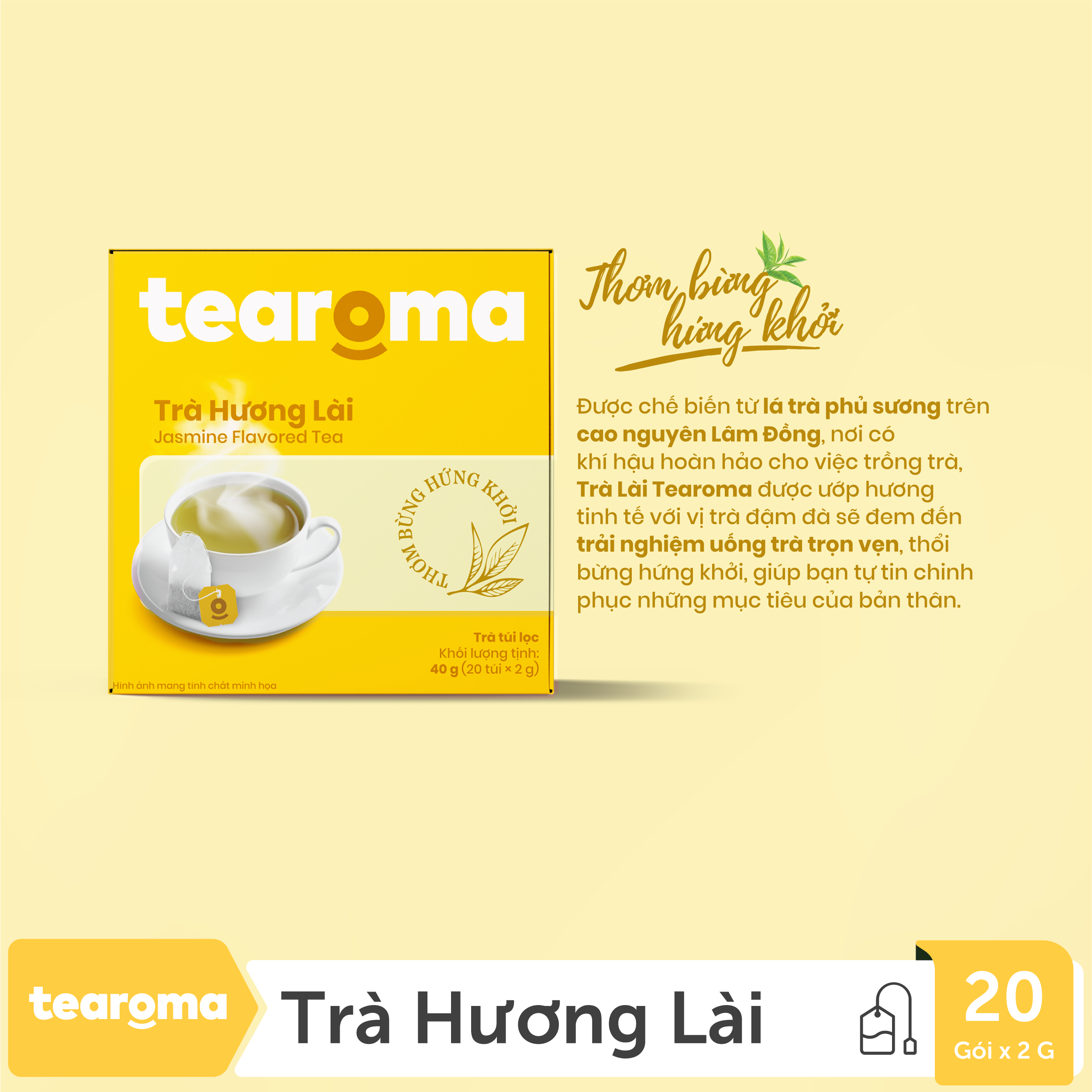 [MUA 4 TẶNG 1] Trà túi lọc Lài Tearoma (Hộp 20gói x 2gr)