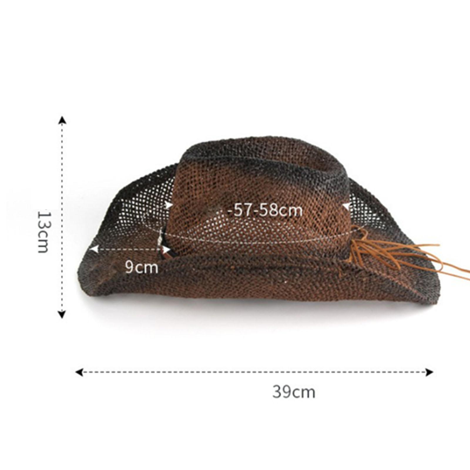 Straw Cowboy Hat Roll up Brim Cowboy Hat for festival Sun Protection