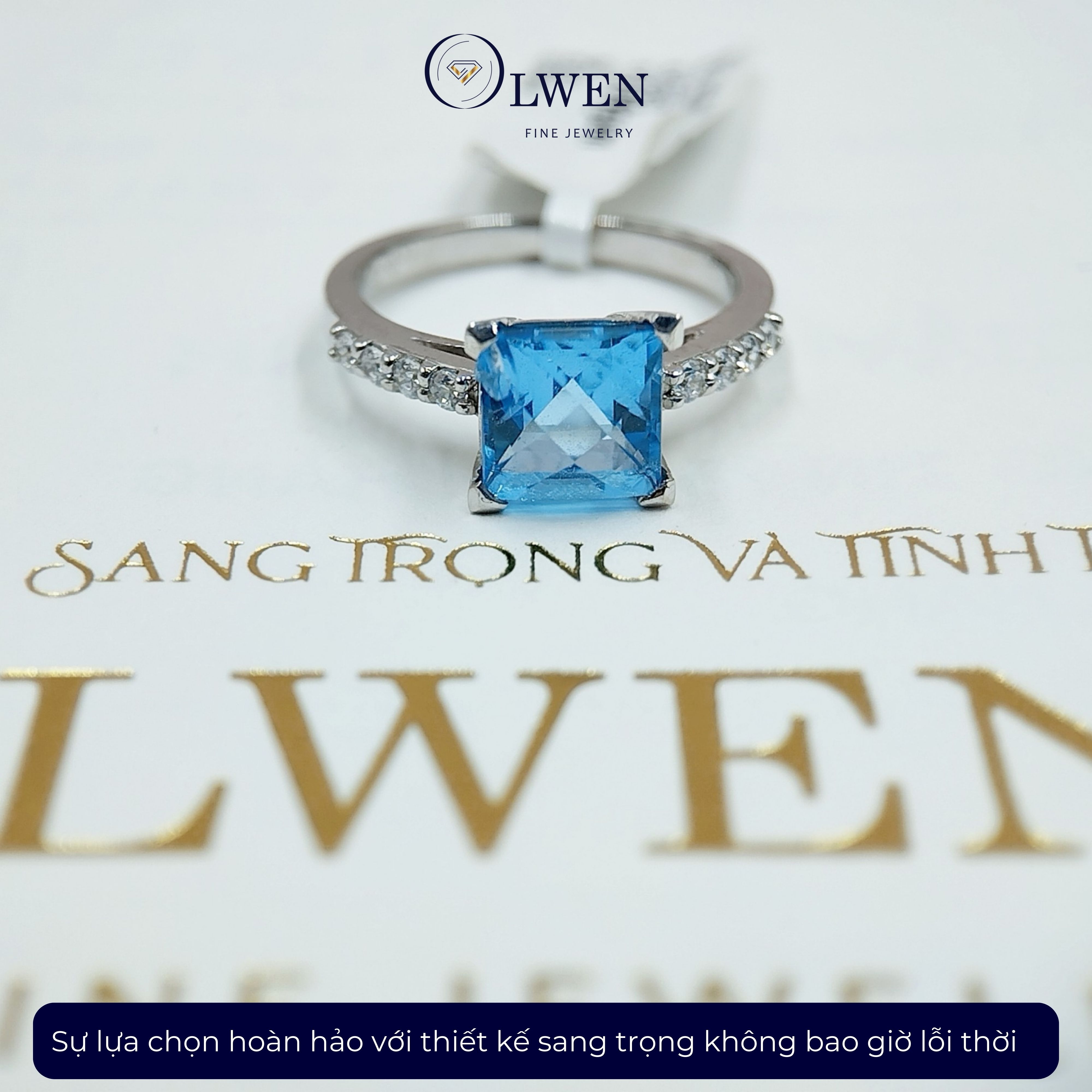 Nhẫn Topaz vuông 14K Olwen HA-R000038