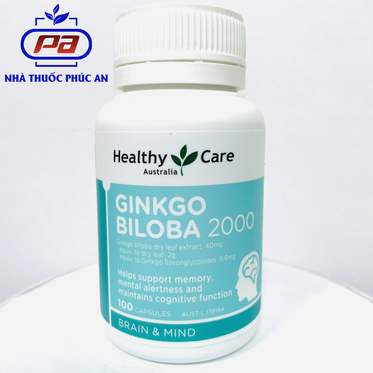 Viên uống bổ não, tăng cường trí nhớ Healthy Care Ginkgo Biloba 2000mg 100 viên
