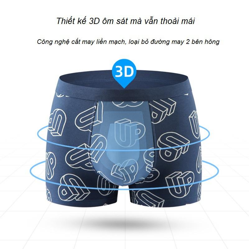 Sịp Đùi- Quần Lót Nam Boxer Cotton Siêu Mềm Form To Thoáng Khí Họa Tiết Chữ 3D K459