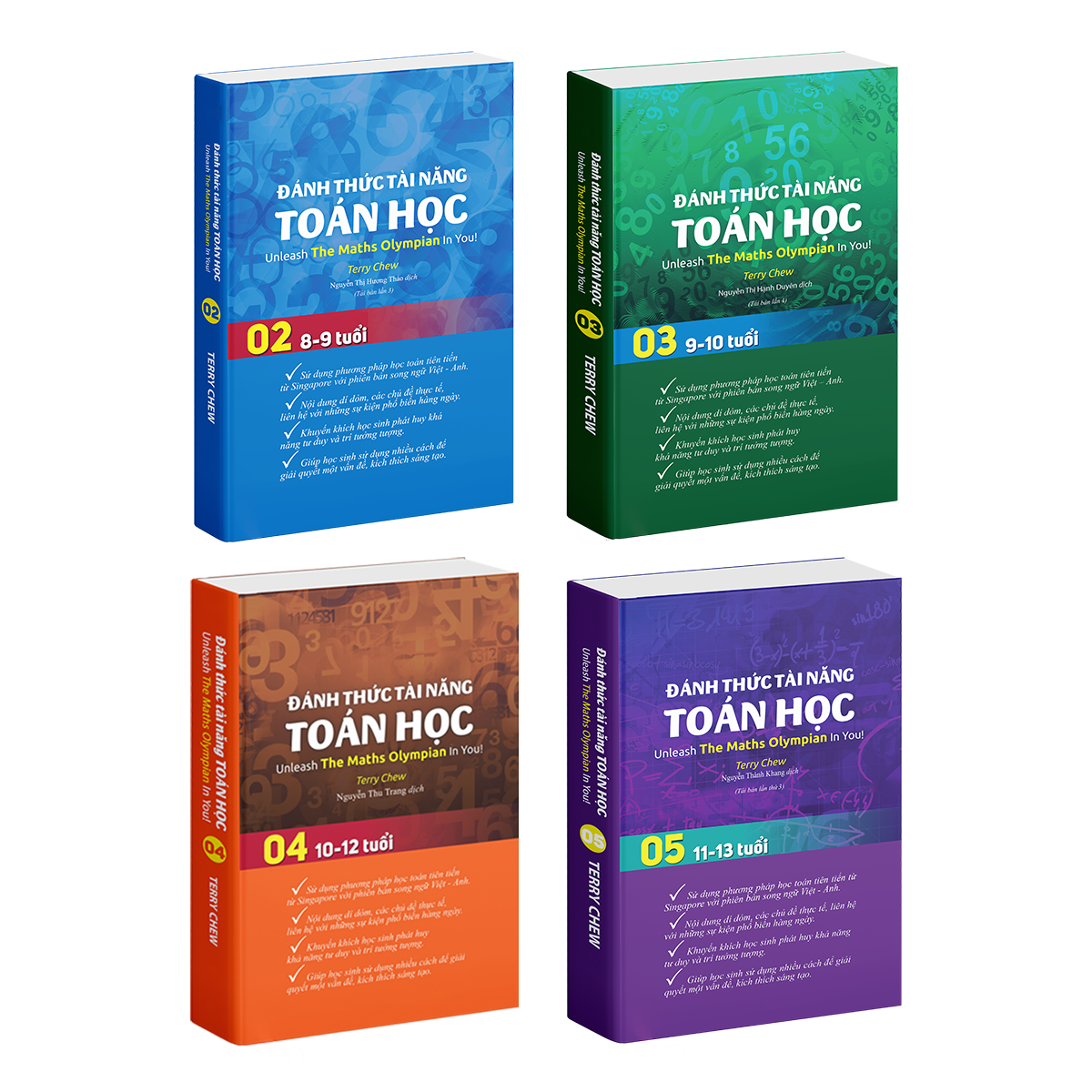 Sách Đánh Thức Tài Năng Toán Học 2, 3, 4, 5 ( Combo 4 Cuốn ) - Tổng hợp kiến thức toán học lớp 2 đến lớp 6, Hiệu sách Genbooks