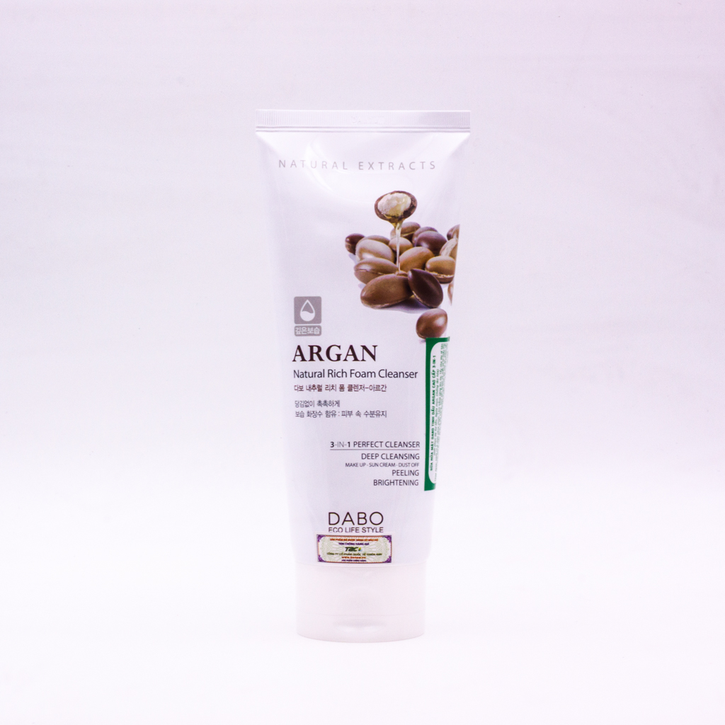 Sữa rửa mặt cho da dầu Hàn Quốc Dabo Argan Natural Rich Foam Cleanser (180ml)