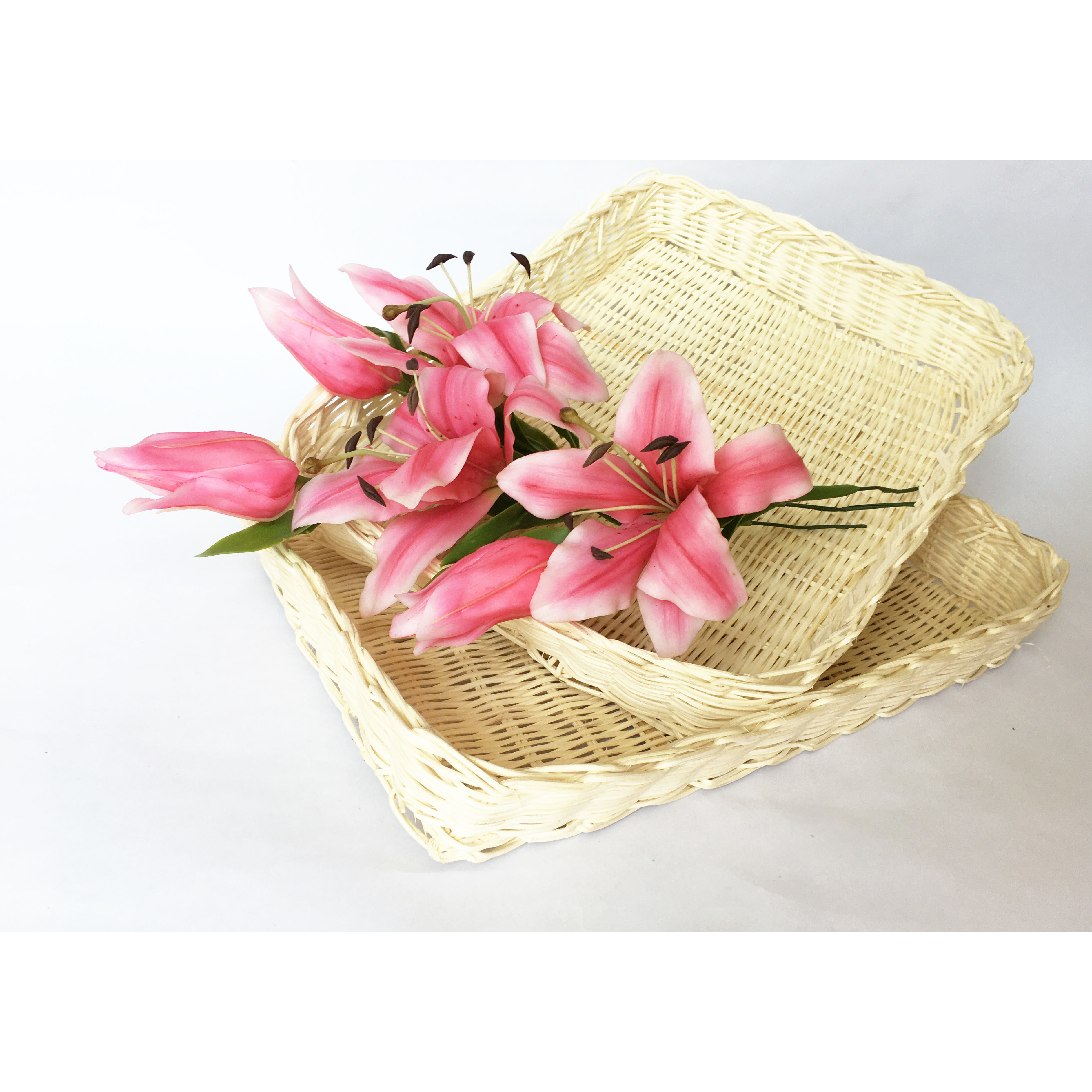 Khay mây đan bằng mây tự nhiên Khay chữ nhật KT D32xR22xC5.5cm đựng đồ, decor, trang trí bằng mây