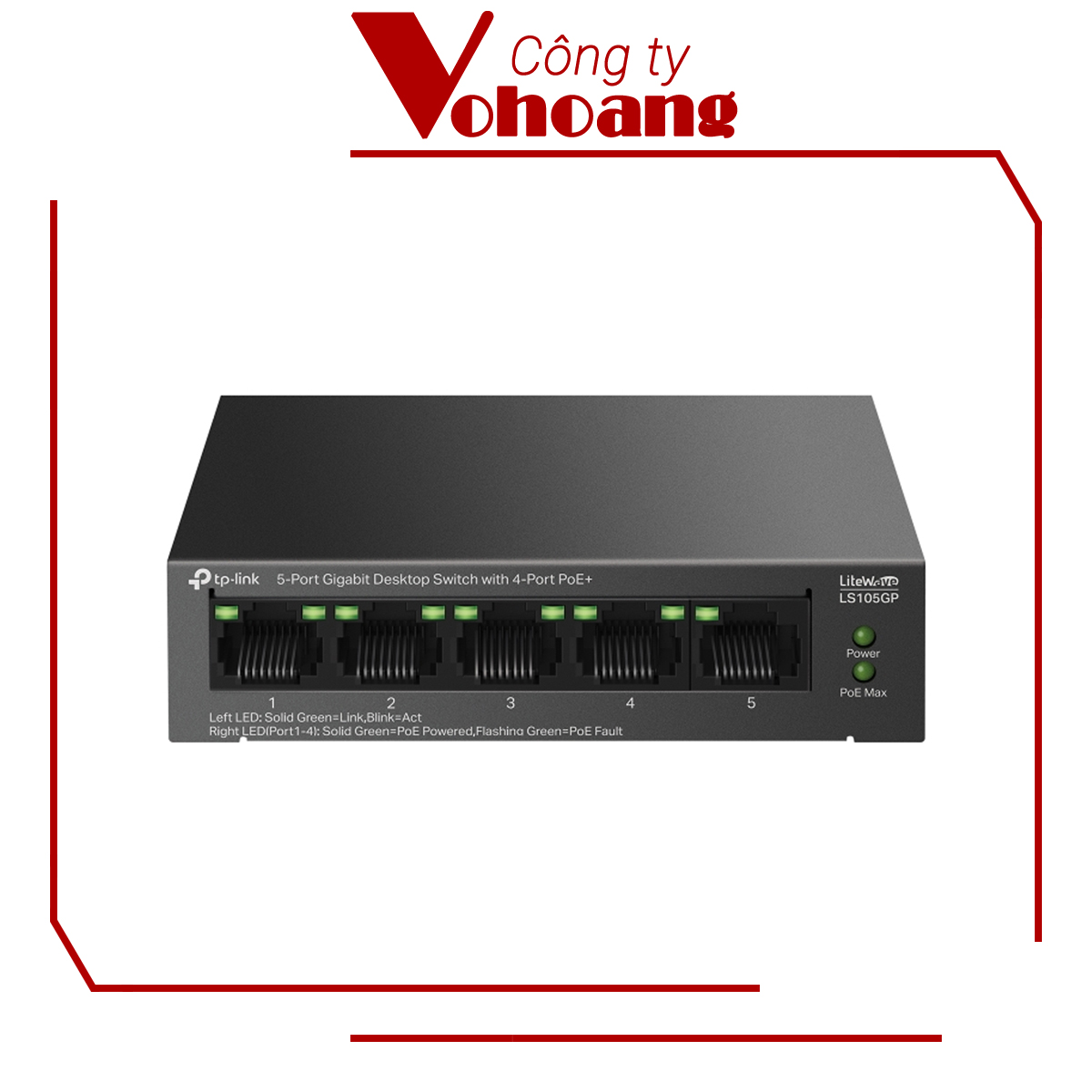 Switch Gigabit 5 Cổng TP-Link LS105GP với 4 Cổng PoE+ Công Suất Tối Đa 65W Vỏ Kim Loại - Hàng chính hãng