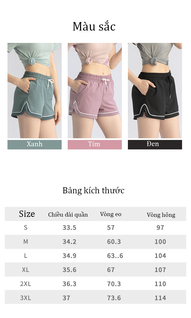 Quần short chạy bộ thể dục quần tập gym quần thể thao nữ nhanh khô chất liệu đẹp mã YJDKSW