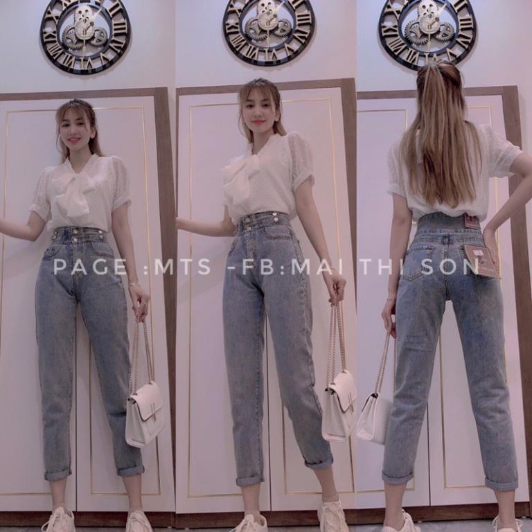 Quần jean bò baggy nữ chuyên ống rộng suông sooc ngố nữ jeans cạp cao 3 size S M L