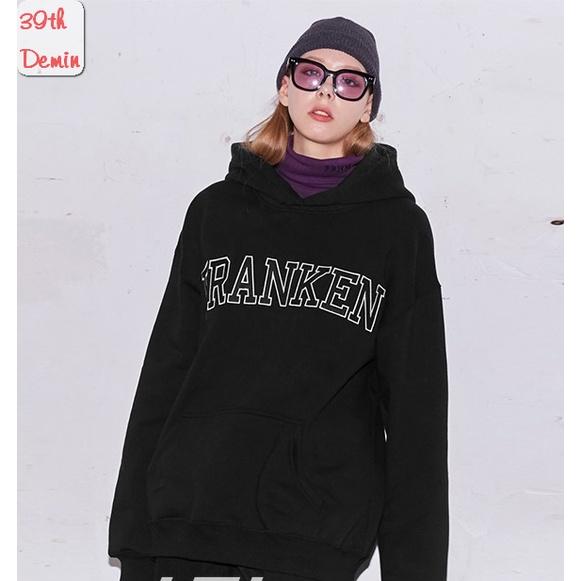 Áo Hoodie NELLY phong cách Hàn Quốc in chữ FRANKEN chất NỈ COTTON lót BÔNG unisex nam nữ