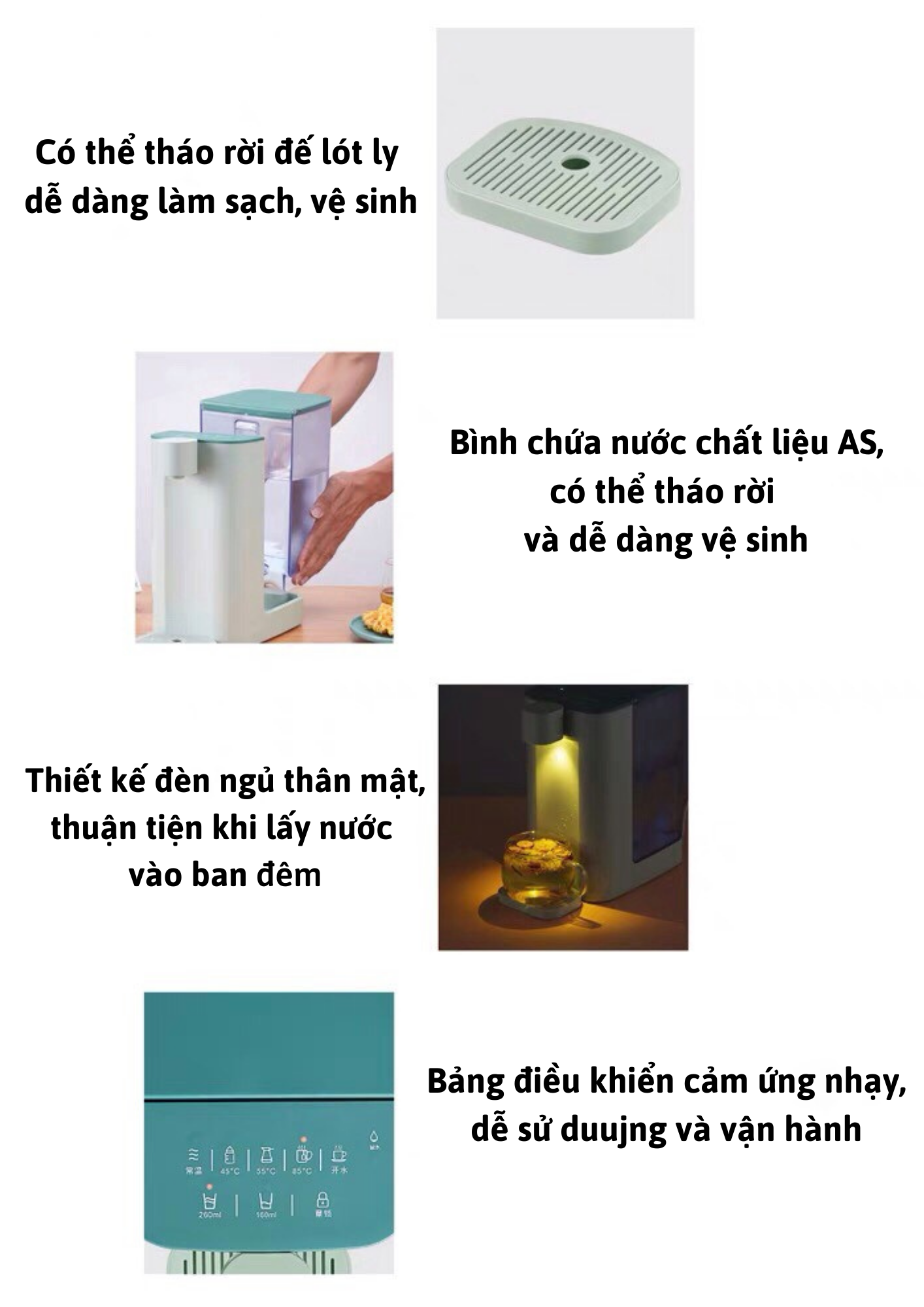 Máy Đun Nước Nóng Để Bàn RULAX Siêu tốc Nóng Ngay Chỉ Sau 3 với 5 Chế Độ Nước Nóng - Hàng Chính Hãng