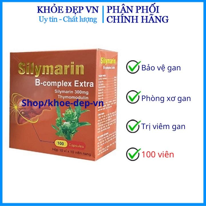 FREESHIPBổ gan Silymarin B-complex Extra giải độc gan, hạ men gan - Hộp 100 viên