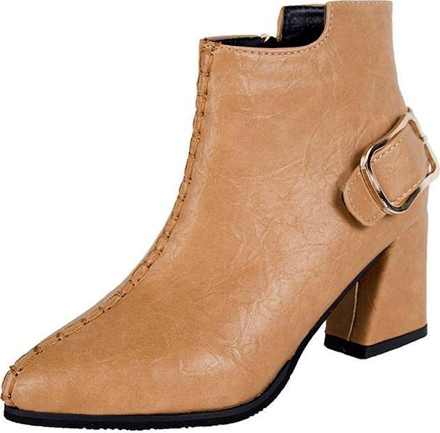 Giày boot nữ cổ trung da pu mềm,gót vuông đi nhiều êm chân,dễ phối thời trang-851