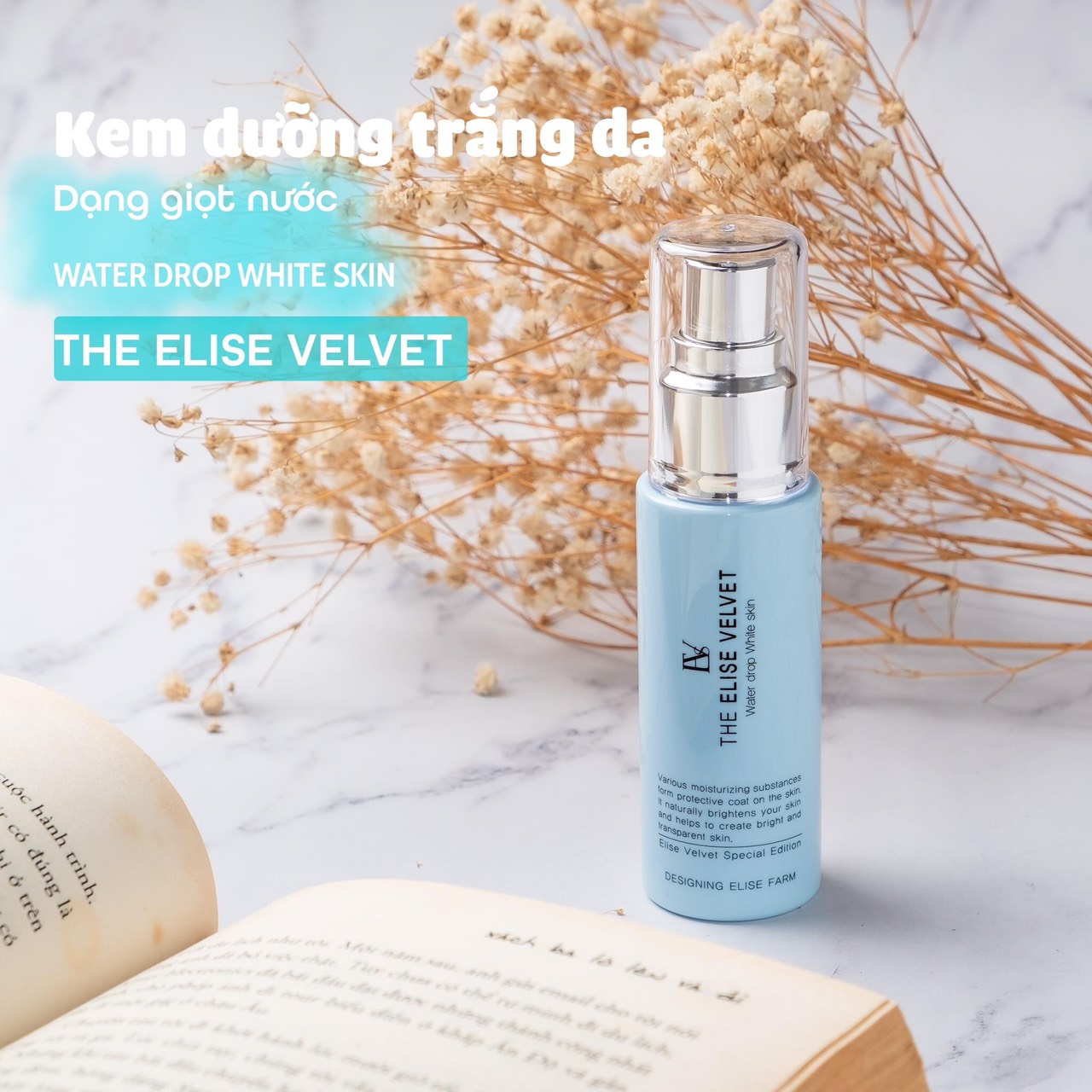 Bộ THE ELISE VELVET WATER DROP WHITE SKIN -  KEM DƯỠNG TRẮNG DA