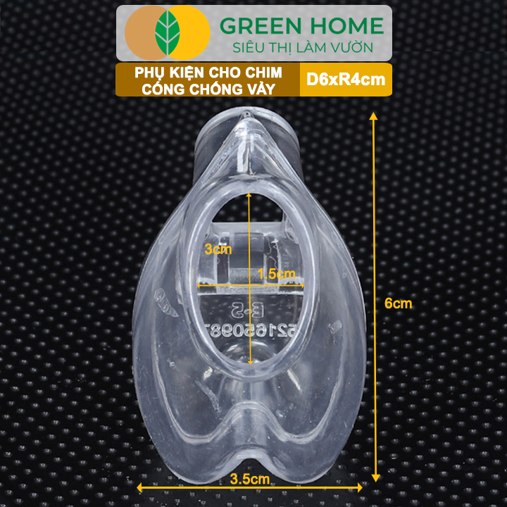 Cóng Chống Vảy Cho Chim GreenHome, Size L, Nhựa Mica, Cho Chim Chòe, Khướu, Mi,... Siêu Bền, Nhỏ Gọn