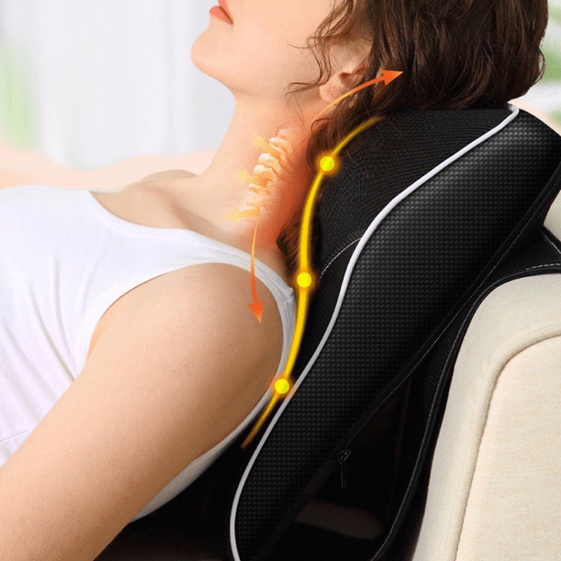 Gối Massage Cổ Vai Gáy Hồng Ngoại - Máy Massage 16 bi cao cấp thế hệ mới