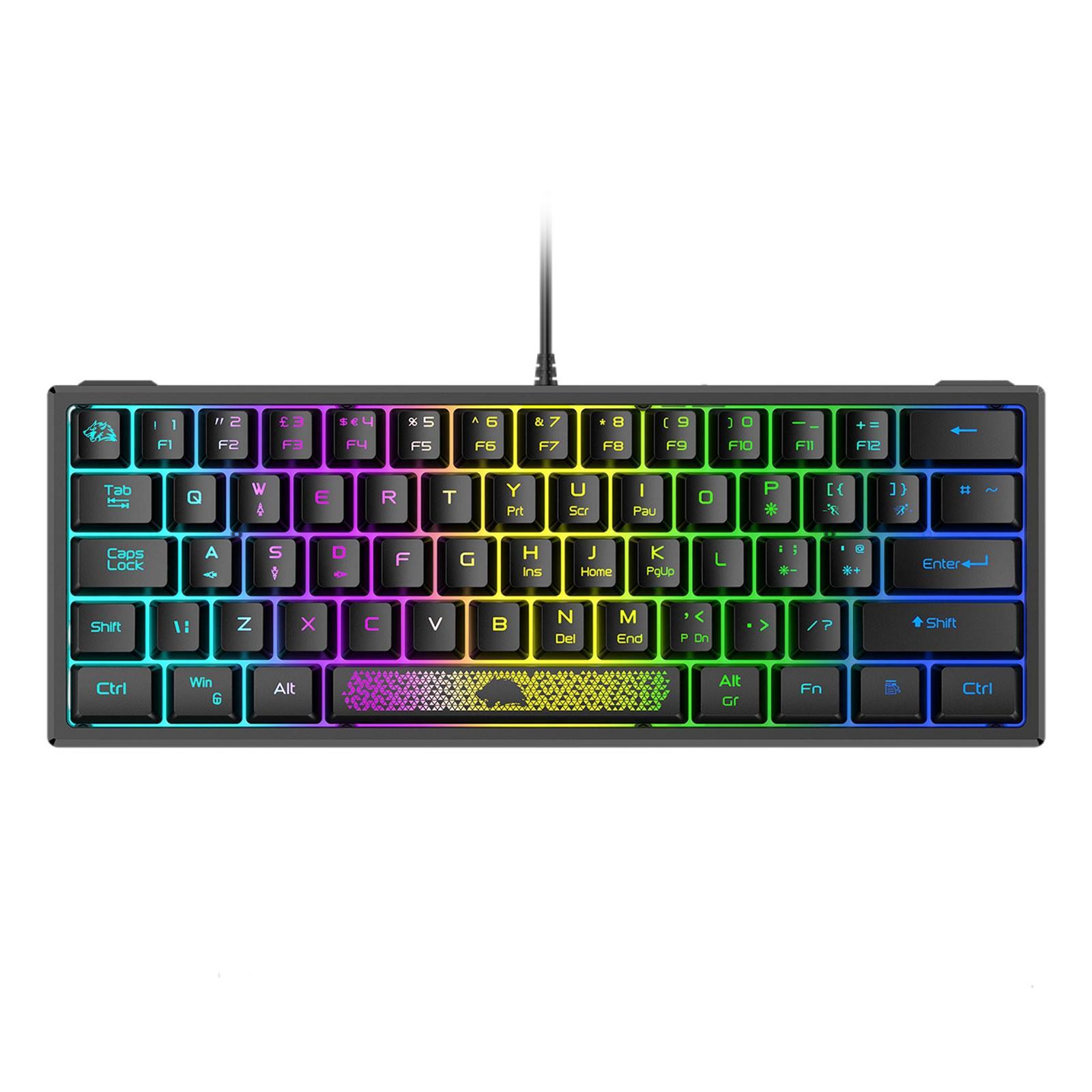 RGB Backlit 62 Key Game Keyboard 60% Layout Waterproof Mini for Gamer Android iOS Windows