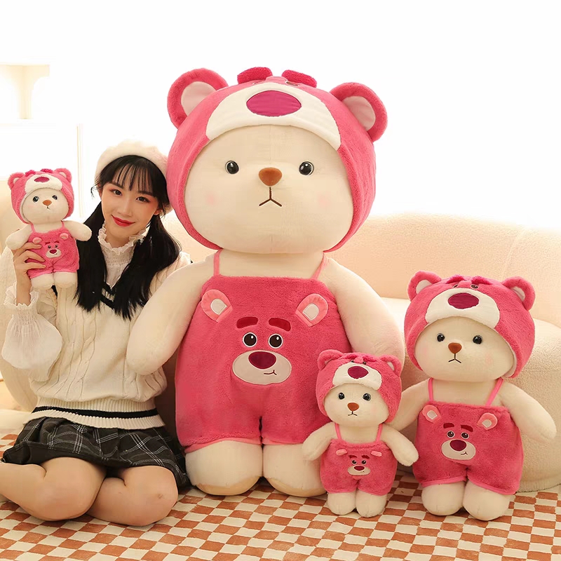 Gấu Bông Lena Đội Mũ Đeo Yếm Cosplay Lotso, Stitch, Pikachu Cực Xinh