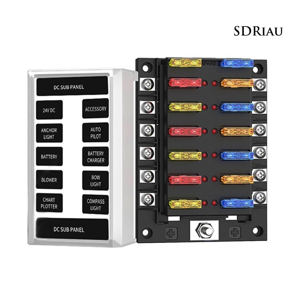 Hộp Cầu Chì 12 Cổng Có Đèn Led Báo Hiệu Dành Cho Ô Tô / Tàu Thuyền