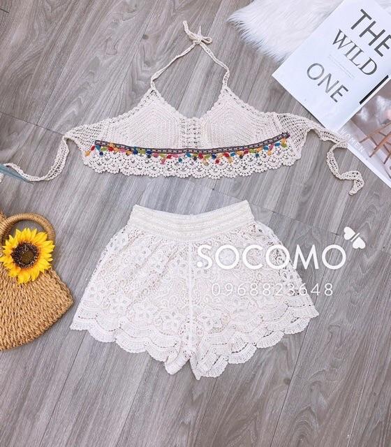 13-Set áo bra -quần sóc ren đi biển 2 món (có bán rời)