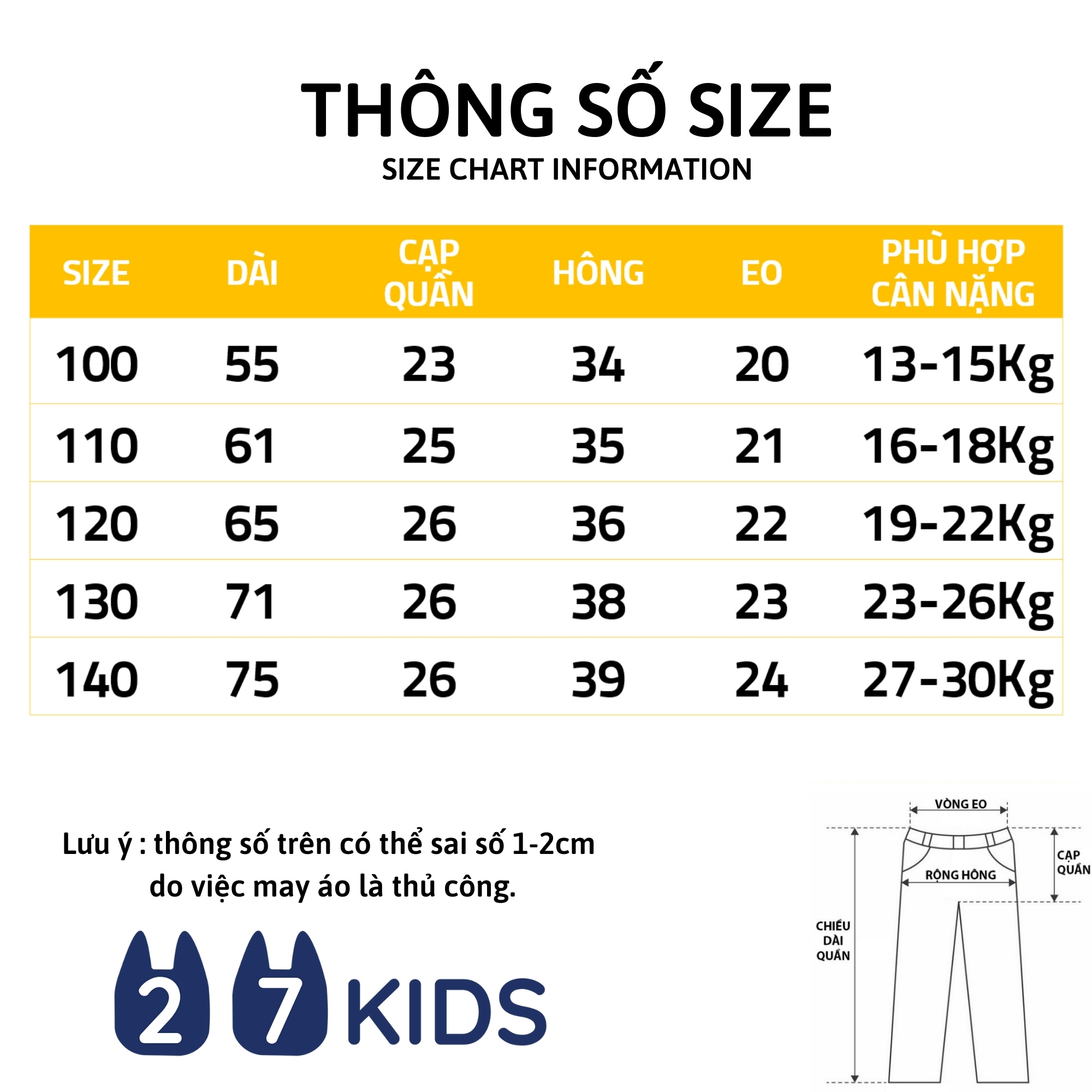 Quần dài Kaki bé trai 27Kids WELLKIDS Quần thu đông lịch sự nam cho trẻ từ 2-10 tuổi BLKK1