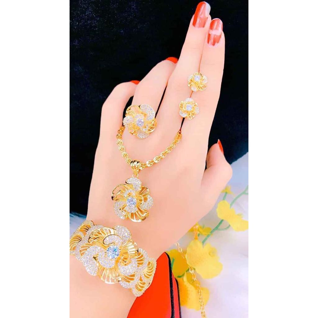 Bộ trang sức 4 món hoa xoáy mạ 18k cao cấp H123