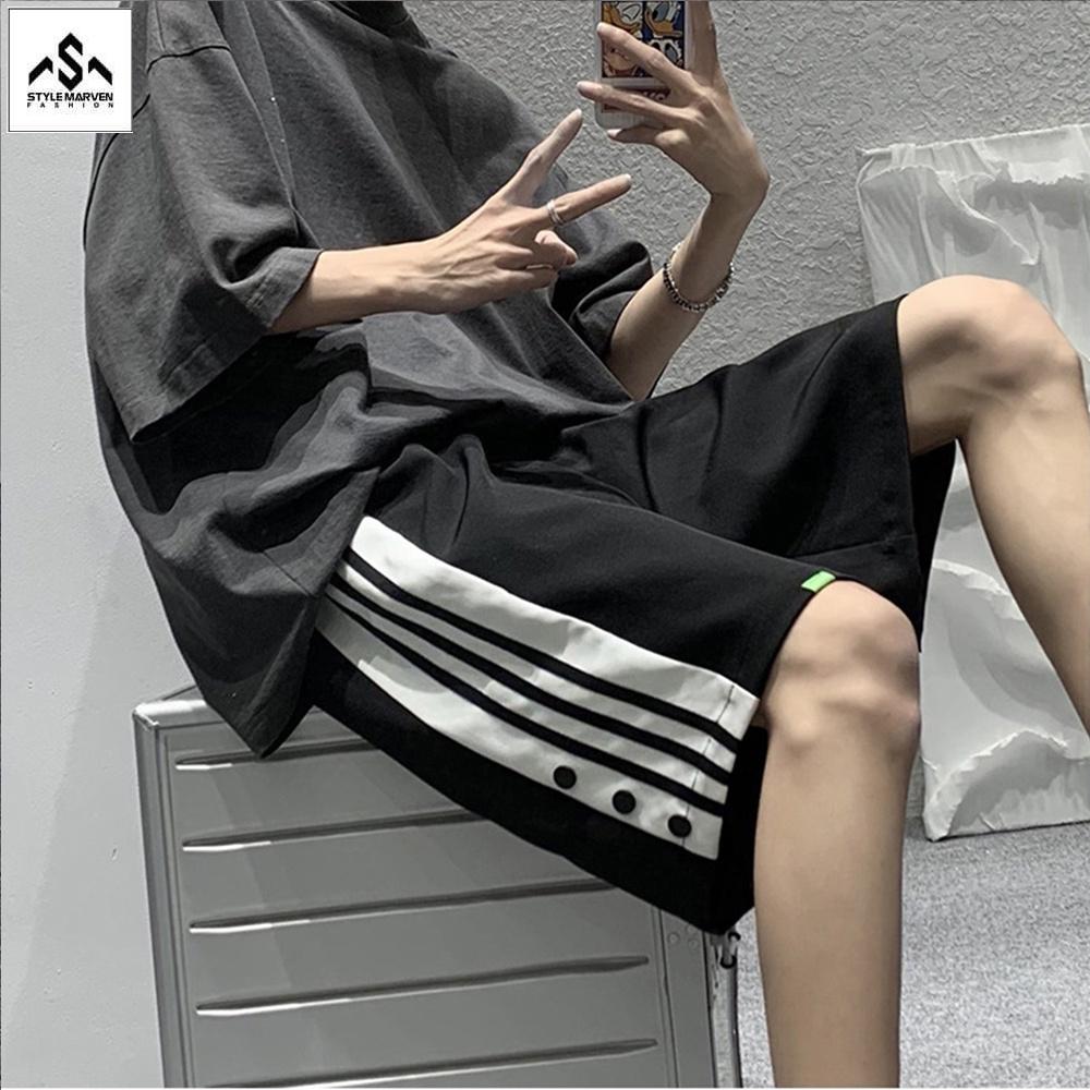 Quần shorts nam STYLE MARVEN phối sọc dáng suông rộng basic Hot Trend 2022 - SHORTS NAM 9000018C