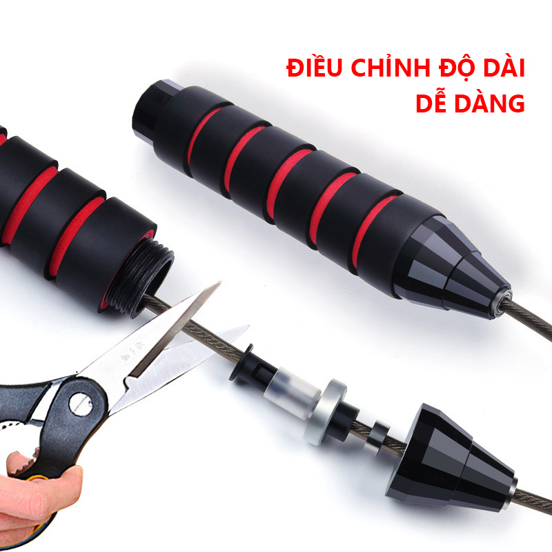 Dây nhảy thể thao Rhino J401, dây dù bện độ bền cao, giảm chấn thương, tay cầm chống trượt, độ dài dây tùy chỉnh - Dùng cho Muay | Boxing | Kickboxing - Hàng chính hãng