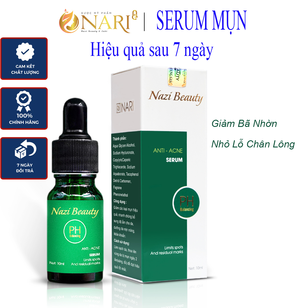 ANTI ACNE SERUM - Serum mụn Nari sản phẩm từ thiên nhiên an toàn lành tính hiệu quả ngay sau 7 ngày lọ 10 ml phù hợp với cả da nhạy cảm